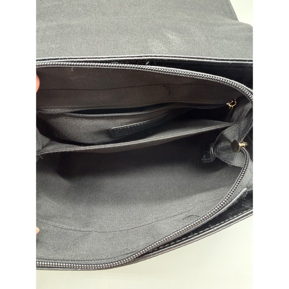 Like Dreams Black Croc Embossed Bow Crossbody Bag Top Handle Handbag - Picture 12 of 13